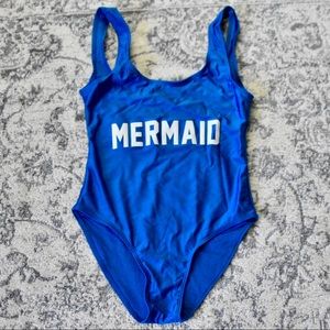 Small blue one piece bath suit “Mermaid”